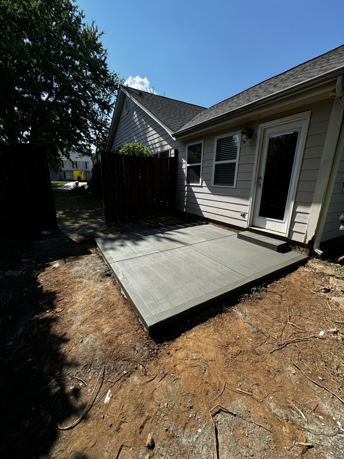 Backyard concrete patio