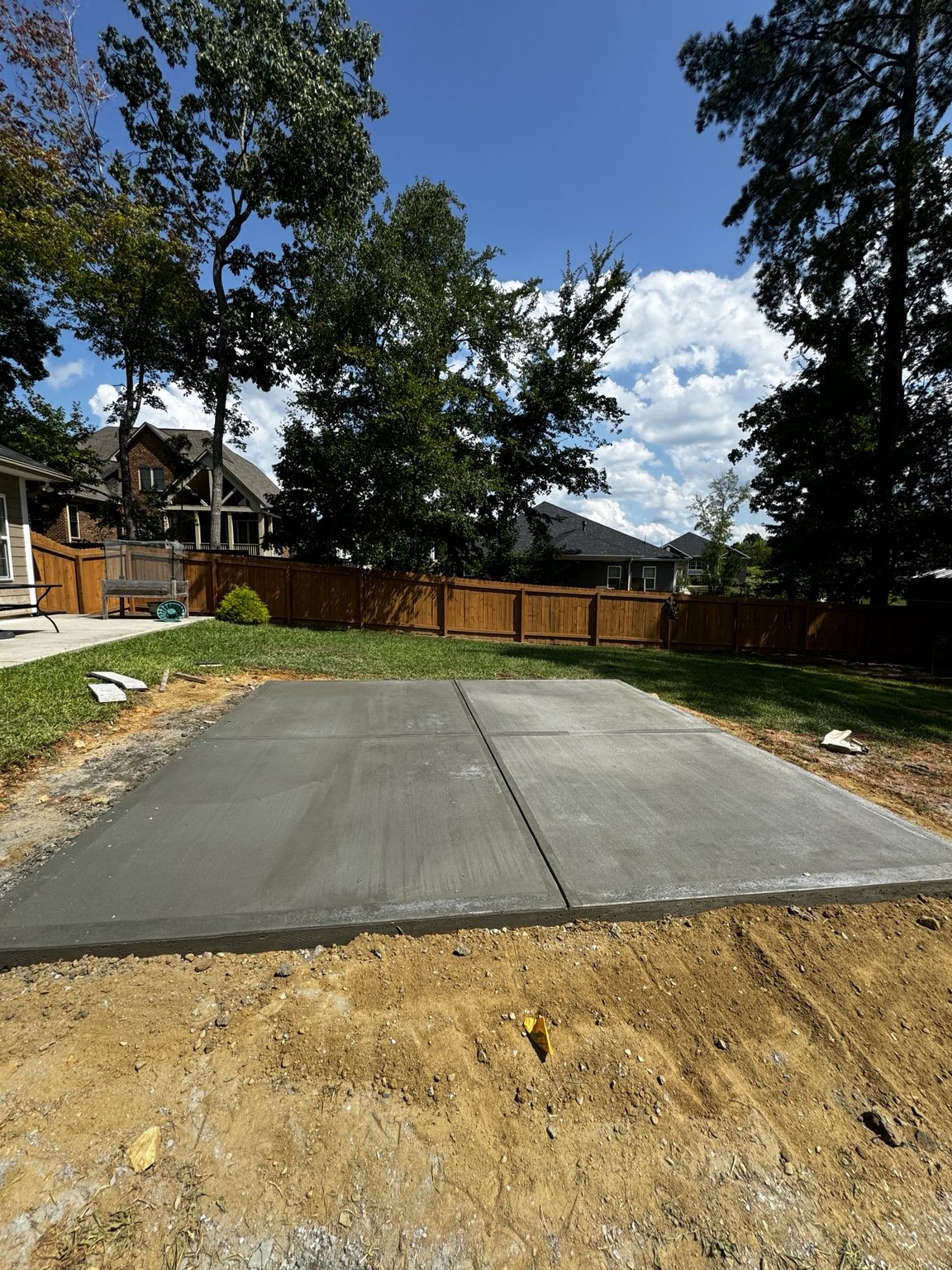 Backyard concrete slab