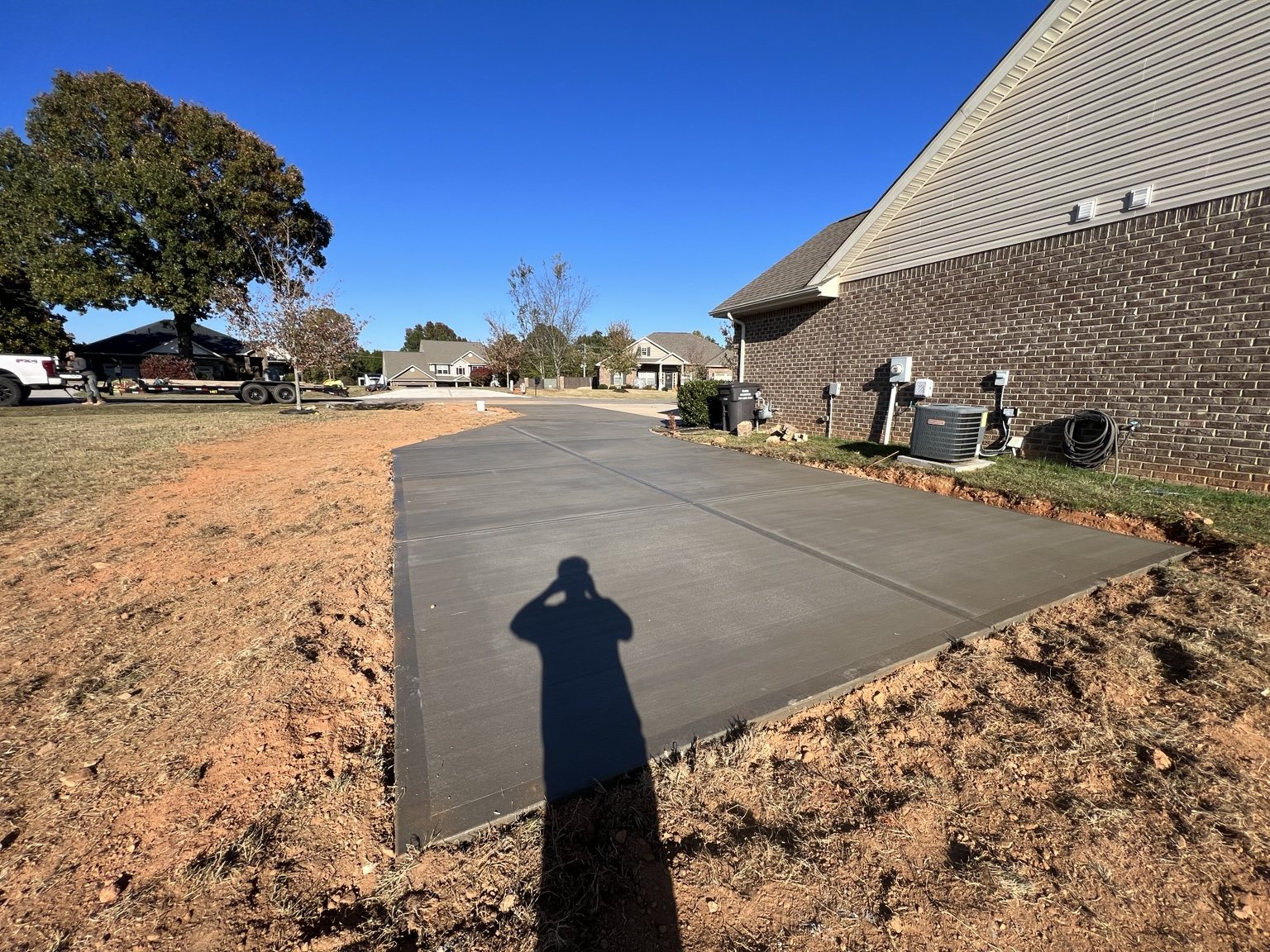Large residential concrete driveway